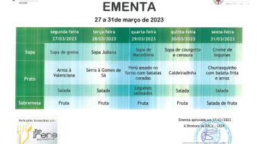 EMENTA DE 27 A 31 DE MARÇO