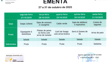 EMENTA DE 27 A 31 DE OUTUBRO