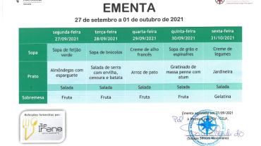 EMENTA DE 27 DE SETEMBRO A 01 DE OUTUBRO