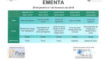 EMENTA DE 28 DE JANEIRO A 1 DE FEVEREIRO