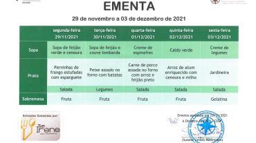 EMENTA DE 29 DE NOVEMBRO A 3 DE DEZEMBRO