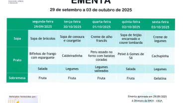 EMENTA DE 29 DE SETEMBRO A 3 DE OUTUBRO