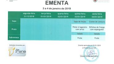 EMENTA DE 3 DE JANEIRO A 4 DE JANEIRO