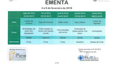 EMENTA DE 4 DE FEVEREIRO A 8 DE FEVEREIRO