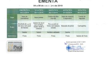 EMENTA DE 04 DE NOVEMBRO A 08 DE NOVEMBRO