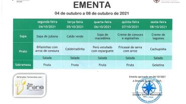 EMENTA DE 04 A 08 DE OUTUBRO