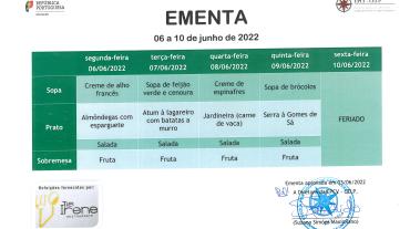 EMENTA DE 6 A 10 DE JUNHO