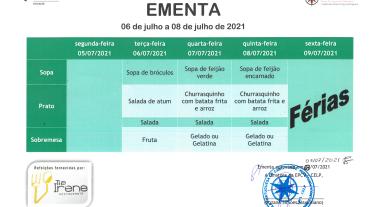 EMENTA DE 06 DE JULHO A 08 DE JULHO