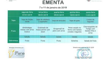 EMENTA DE 7 DE JANEIRO A 11 DE JANEIRO