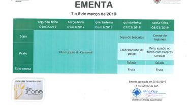 EMENTA DE 7 DE MARÇO A 8 DE MARÇO