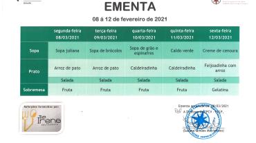 EMENTA DE 08 DE MARÇO A 12 MARÇO