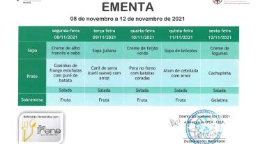 EMENTA DE 8 DE NOVEMBRO A 12 DE NOVEMBRO