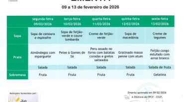 EMENTA DE 9 A 13 DE FEVEREIRO
