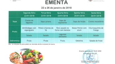 EMENTA DE 22 DE JANEIRO A 26 DE JANEIRO