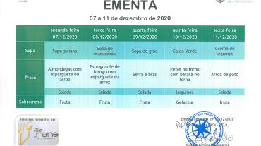 EMENTA DE 07 DE DEZEMBRO A 11 DE DEZEMBRO