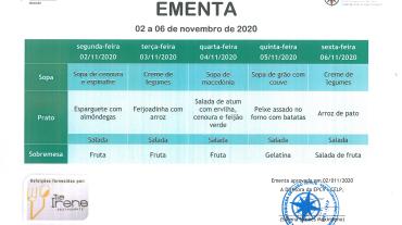 EMENTA DE 02 DE NOVEMBRO A 06 DE NOVEMBRO