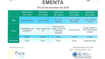 EMENTA DE 18 DE NOVEMBRO A 22 DE NOVEMBRO