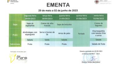 EMENTA DE 29 DE MAIO A 02 DE JUNHO