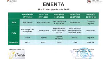 EMENTA DE 19 A 23 DE SETEMBRO