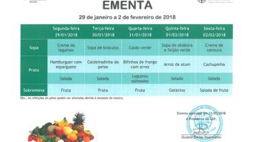 EMENTA DE 29 DE JANEIRO A 2 DE FEVEREIRO