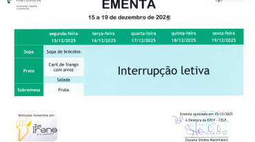 EMENTA DE 15 A 19 DE DEZEMBRO