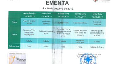 EMENTA DE 14 DE OUTUBRO A 18 DE OUTUBRO