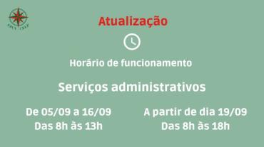 Serviços administrativos - Horário