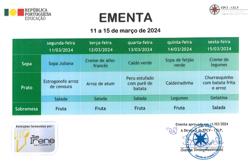 EMENTA DE 11 A 15 DE MARÇO