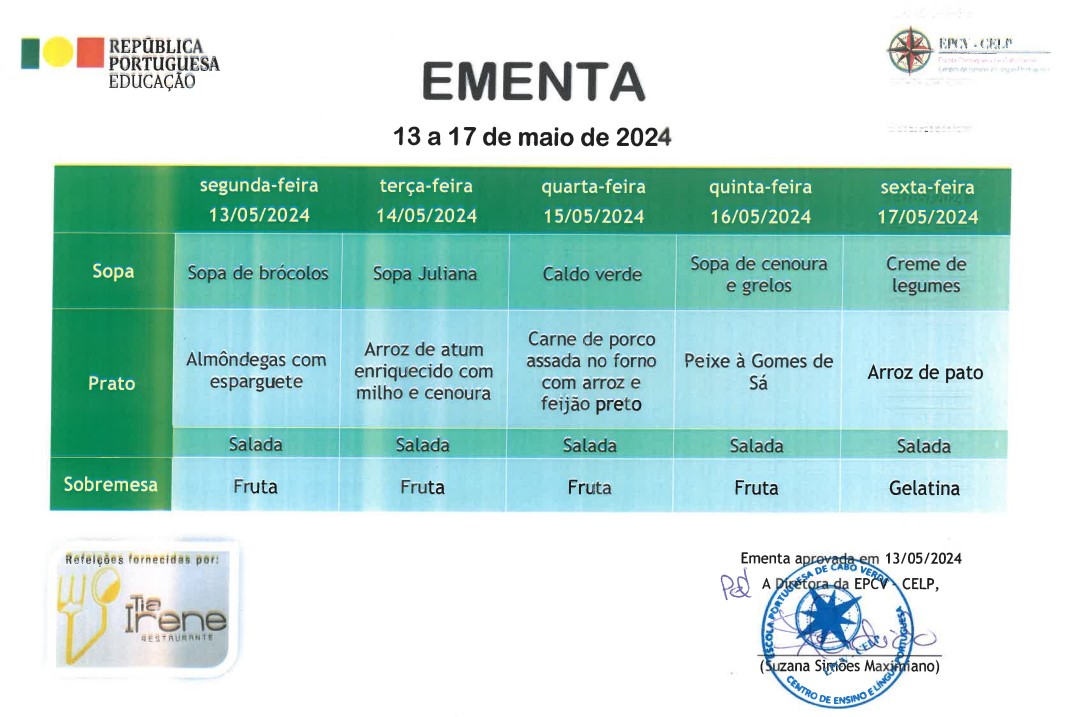 EMENTA DE 13 A 17 DE MAIO