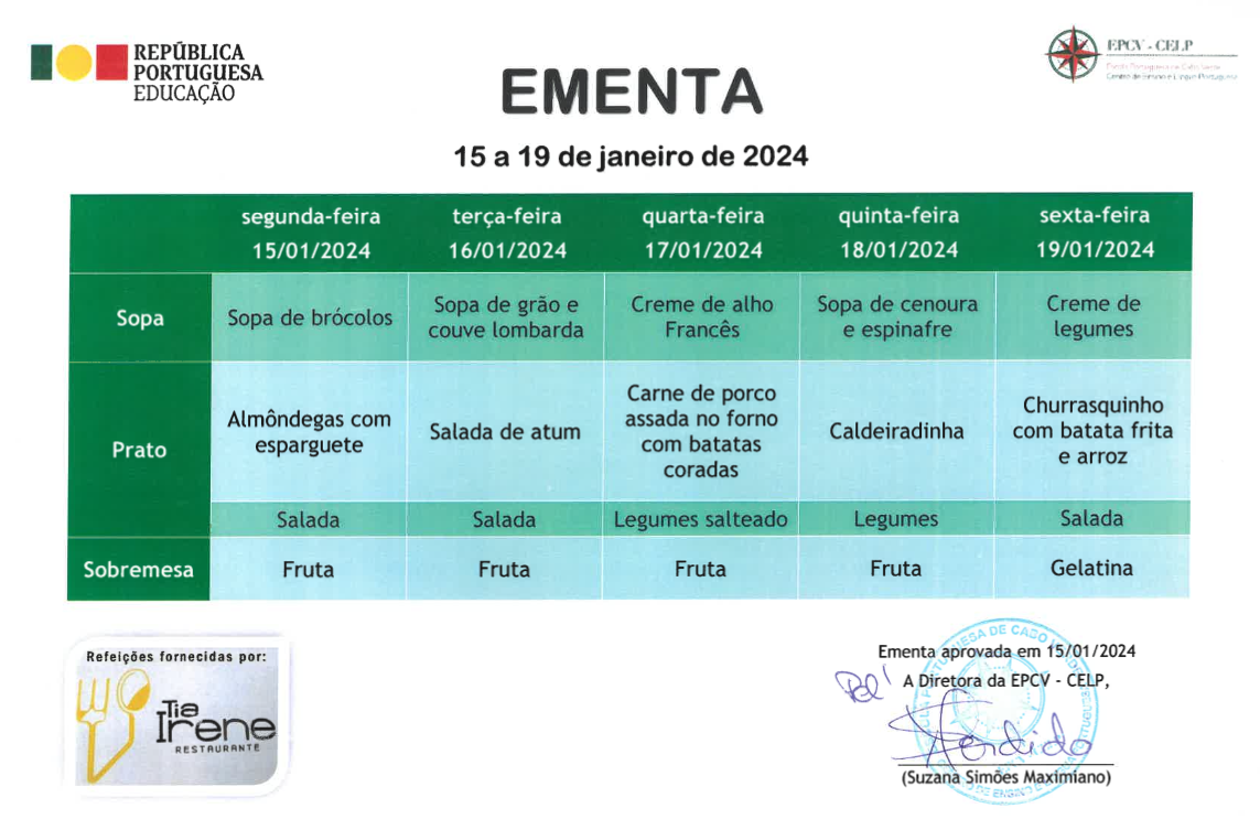 EMENTA DE 15 A 19 DE JANEIRO