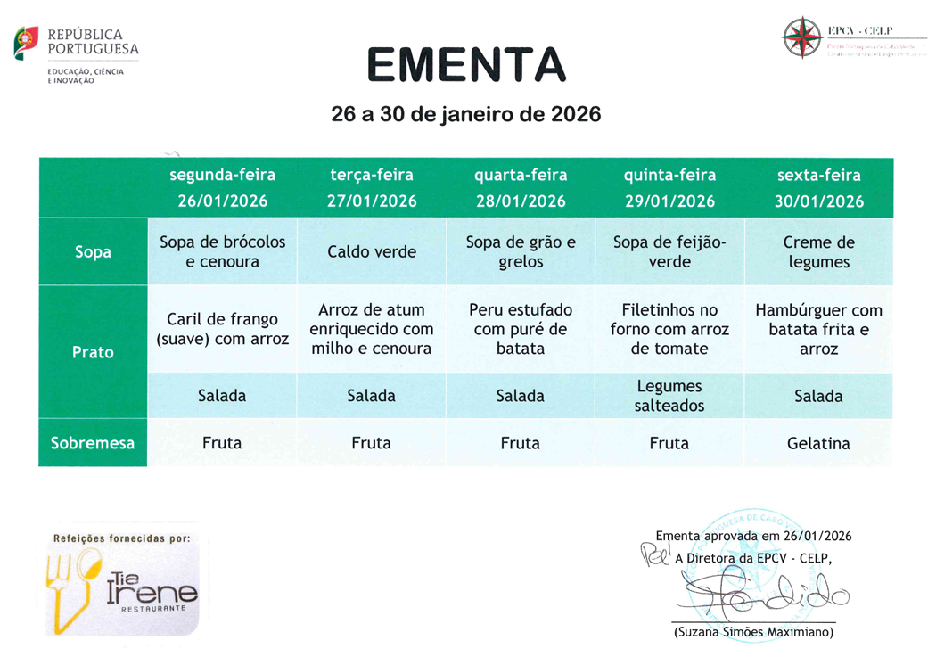 EMENTA DE 26 A 30 DE JANEIRO