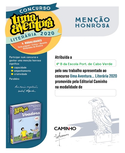 Concurso Uma Aventura Literária 2020 – Menção Honrosa