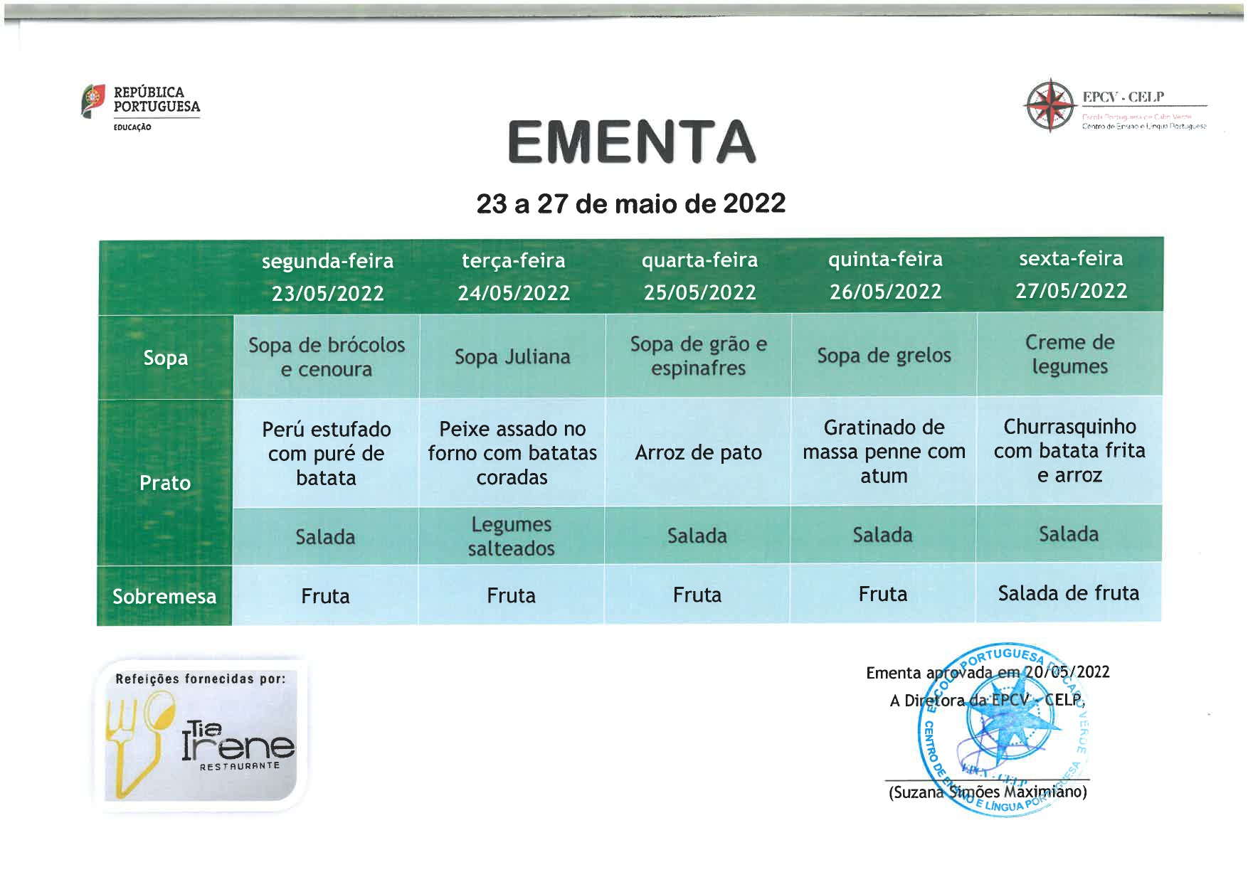 EMENTA DE 23 A 27 DE MAIO