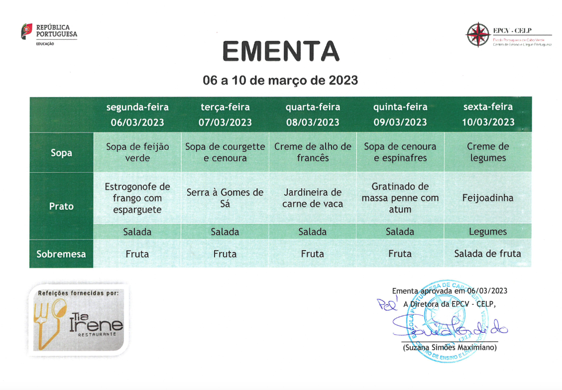 EMENTA DE 06 A 10 DE MARÇO