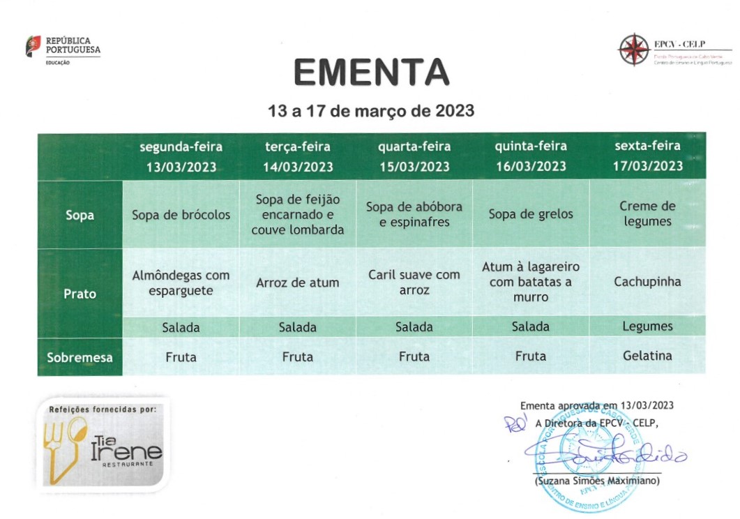 EMENTA DE 13 A 17 DE MARÇO