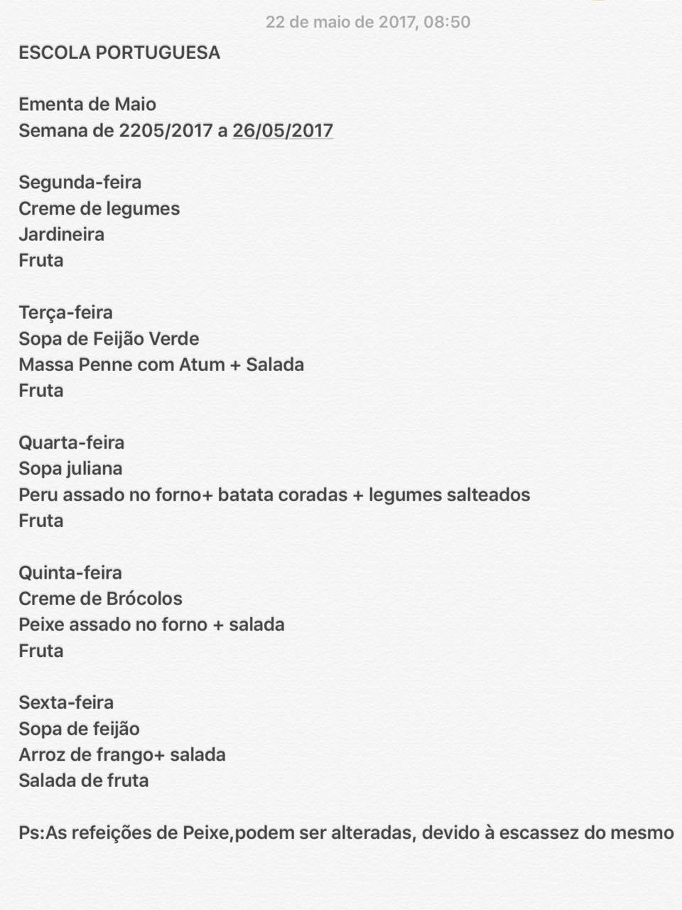 EMENTA DE 22 DE MAIO A 26 DE MAIO