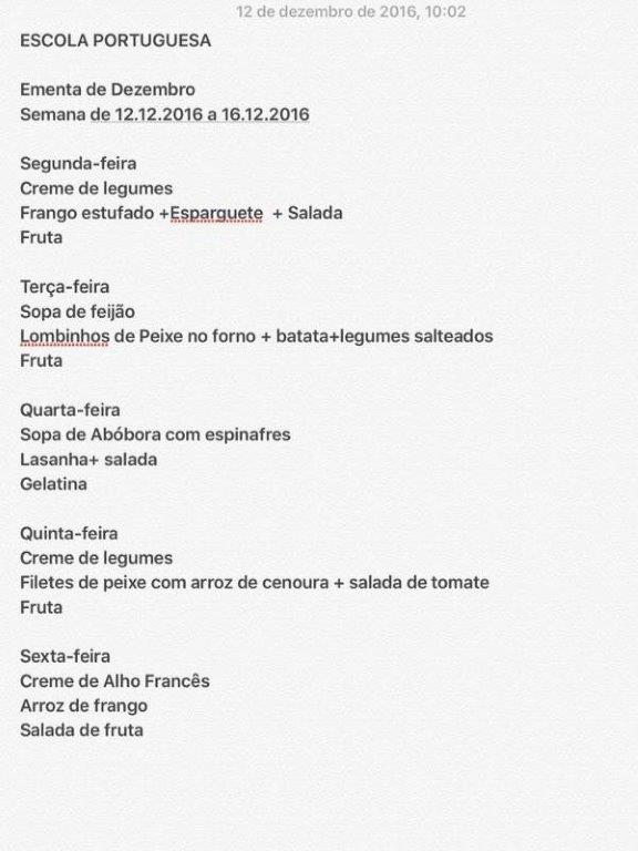 EMENTA 12 A 16 DEZEMBRO