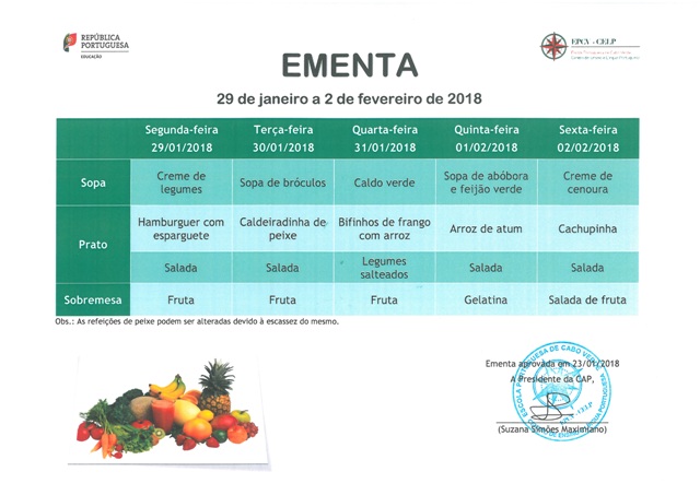 EMENTA DE 3 DE JANEIRO A 5 DE JANEIRO
