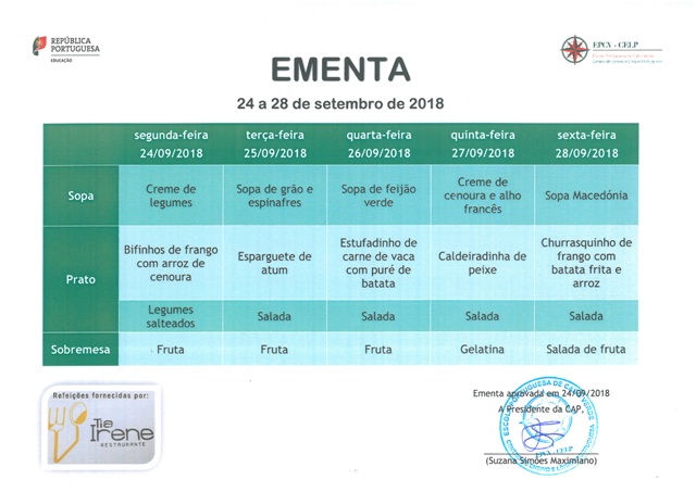 EMENTA DE 24 DE SETEMBRO A 28 DE SETEMBRO
