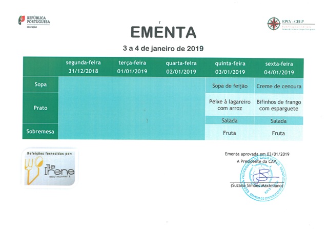 EMENTA DE 3 DE JANEIRO A 4 DE JANEIRO