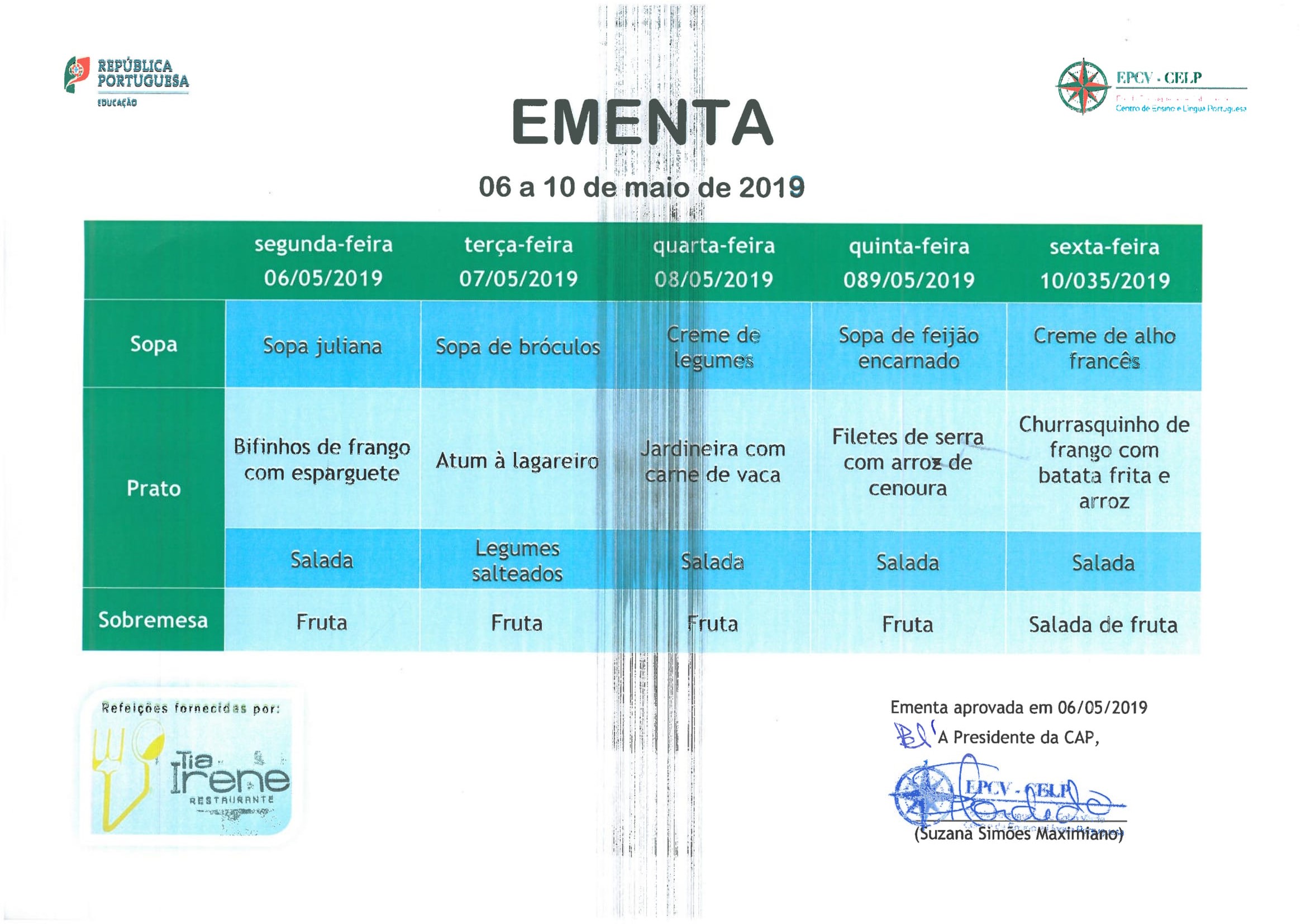 EMENTA DE 6 DE MAIO A 10 DE MAIO